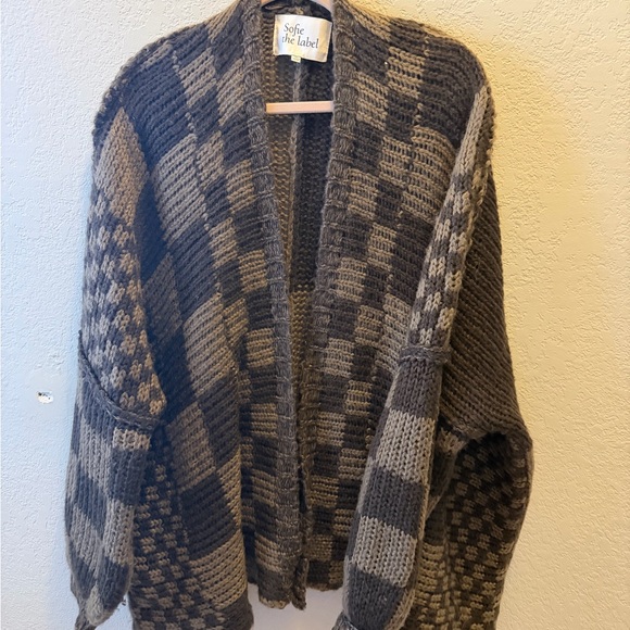 Sofie the Label Chunky Knit Cardigan Patchwork Oversized Cozy Fall Sweater M - Picture 3 of 6